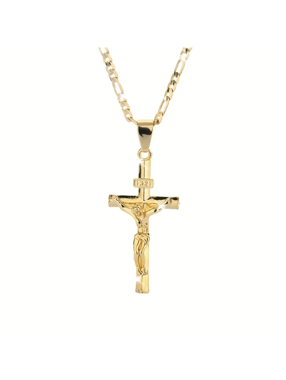 14k Gold Plated Jesus Cross Pendant Necklace