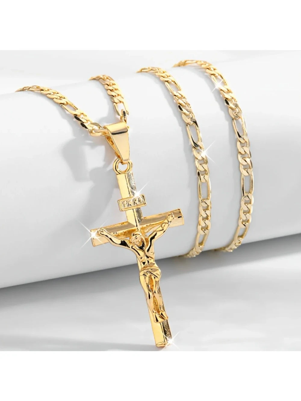 14k Gold Plated Jesus Cross Pendant Necklace