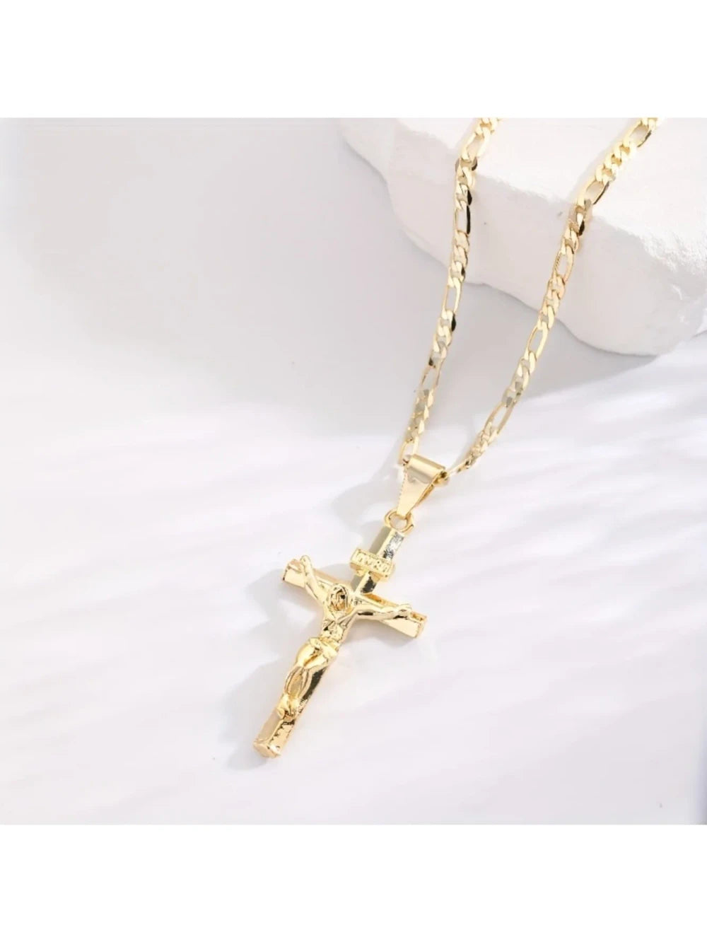 14k Gold Plated Jesus Cross Pendant Necklace